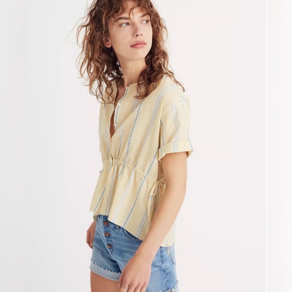 Madewell Drawstring Waist shirt in Atlantic Stripe